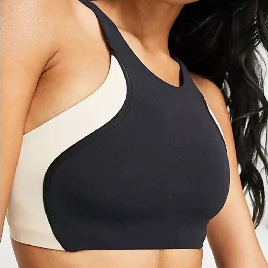 Nwt Nike Yoga Dri-Fit Luxe Colorblock Crop Tank Top In Black Tan Size 2x